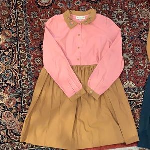 Bonpoint girls shirt dress pink/camel